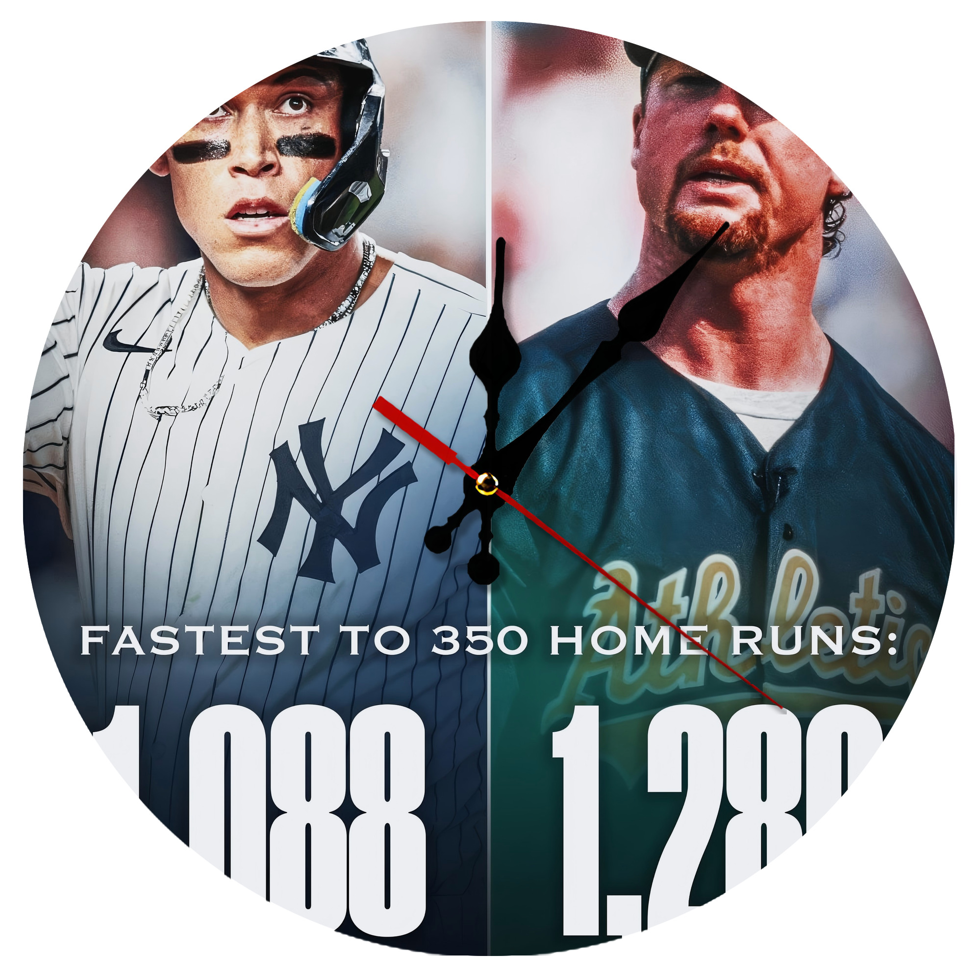 Aaron Judge's 350th Career Home Runs Silent Round Wall Clock – Modern & Stylish DIY Design, Durable Wood Construction, Easy To Install – Perfect For Office, Bedroom, Living Room, And More